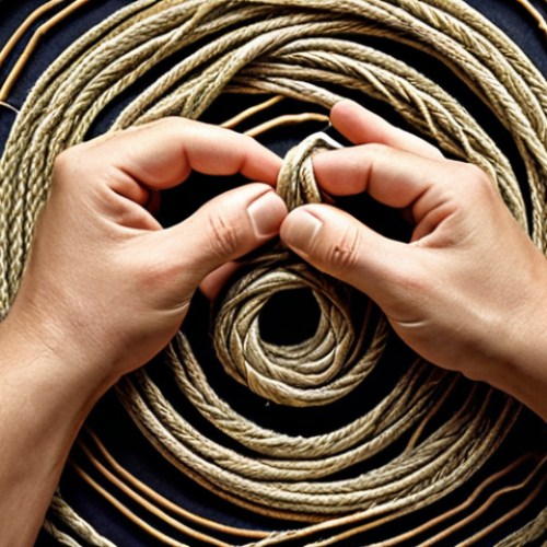 Home 7 **Prompt:** A complex, interwoven knot made of various threads, each thread subtly representing a different underlying cause of conflict such as misunderstanding, personal interest, or unaddressed emotions. A soft, guiding light illuminates the knot's core, and a human hand gently begins to untangle one of the threads, symbolizing the deep analysis and discovery of root causes. Emphasize a sense of clarity, problem-solving, and the beginning of resolution. Style: symbolic, thought-provoking, with a focus on detail and texture.