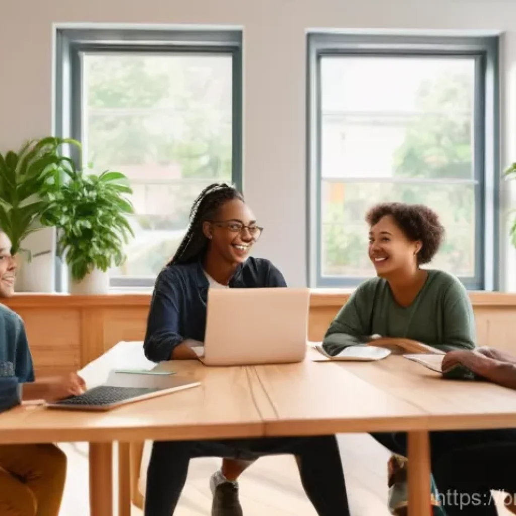 친밀한 커뮤니티 형성을 위한 심리적 요소 - **Prompt:** A vibrant and bustling community center interior, filled with a diverse group of young a...