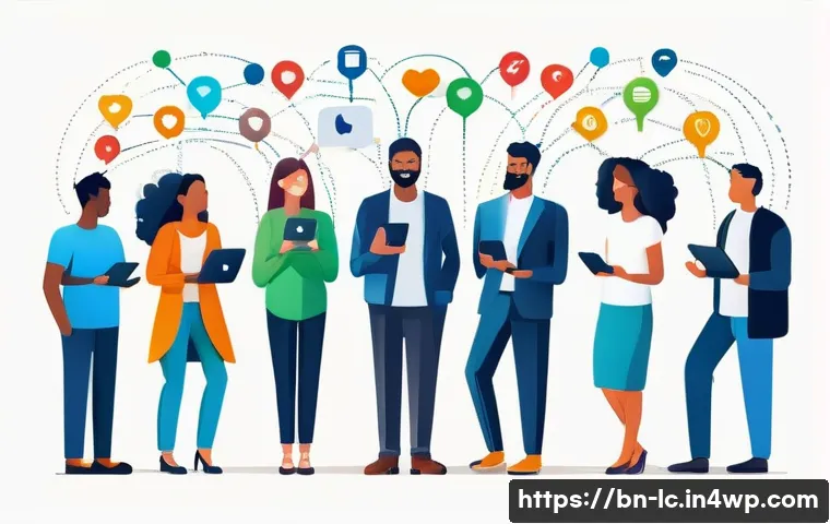 소셜 미디어에서의 커뮤니티 형성 전략 - **Prompt 1: Building a Connected Online Community**
    "A vibrant and diverse group of people, rang...