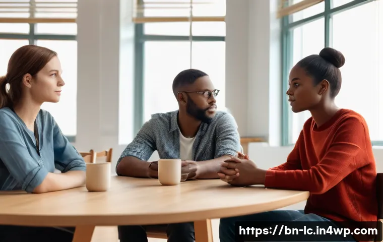 커뮤니티 구성원 간의 신뢰 구축하는 법 - **Prompt 1: Openness and Shared Understanding**
    "A diverse group of adults and young adults (ove...