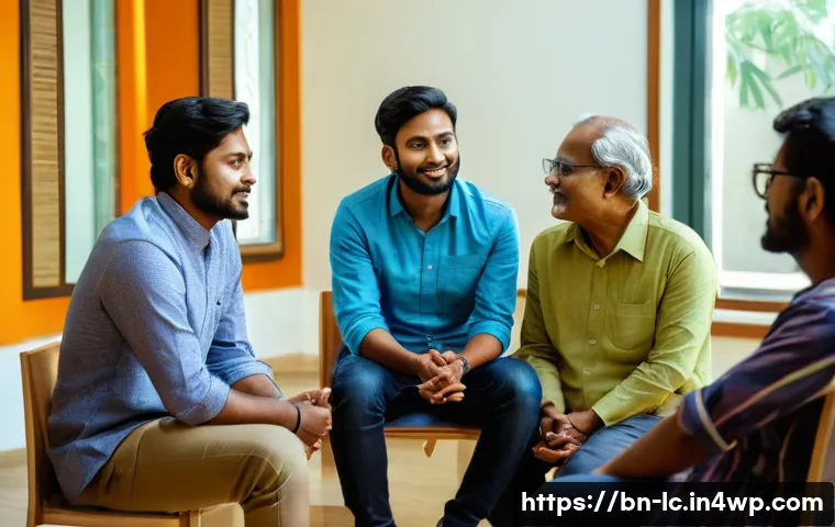 커뮤니티 내 갈등을 피하는 소통 방법 - A diverse group of Bengali community members sitting in a bright, modern meeting room engaged in a r...