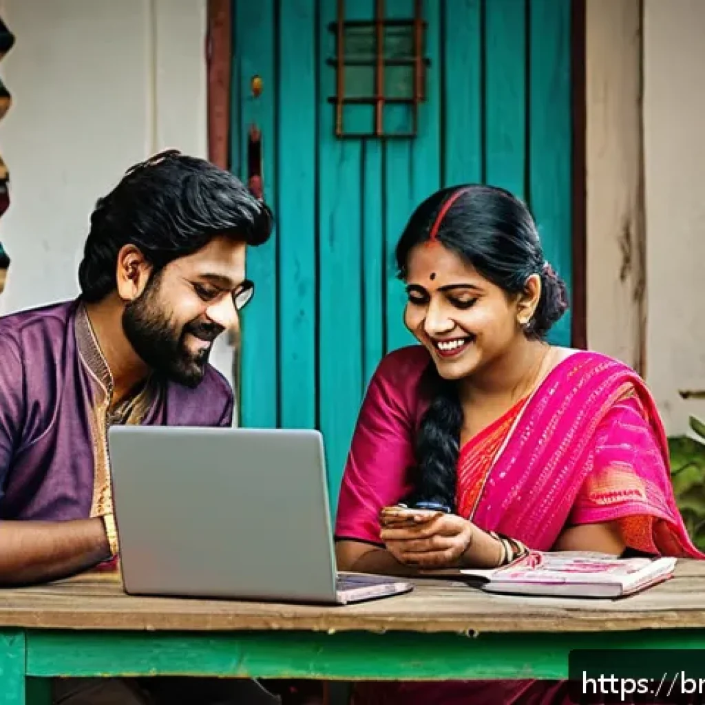 커뮤니티 구성원 간의 상호작용 증진하기 - A vibrant and warm online community scene showing diverse Bengali adults engaged in friendly video c...