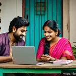 커뮤니티 구성원 간의 상호작용 증진하기 - A vibrant and warm online community scene showing diverse Bengali adults engaged in friendly video c...